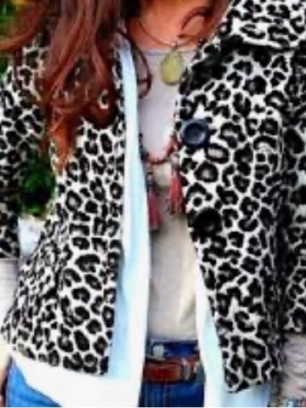 Vintage ForeLeopard Print Black & White Short Jacket XS